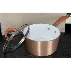 Philippe Richard Copper White Enamel Coated Cooking Pot w/Lid 7 1/2" Diameter
